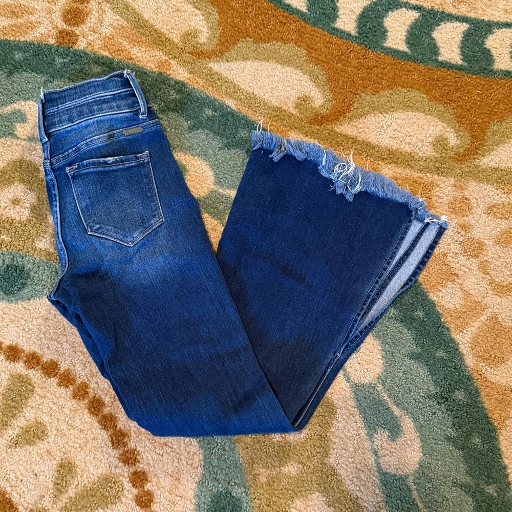 KanCan Deep Blue Frayed Hem Jeans